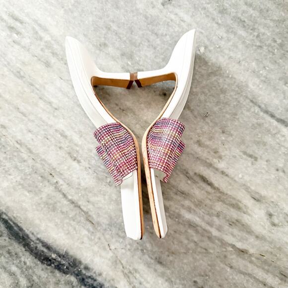 By Far Dylan Crystal Embellished Leather Sandals Square Toe Size 8 - Picture 13 of 14